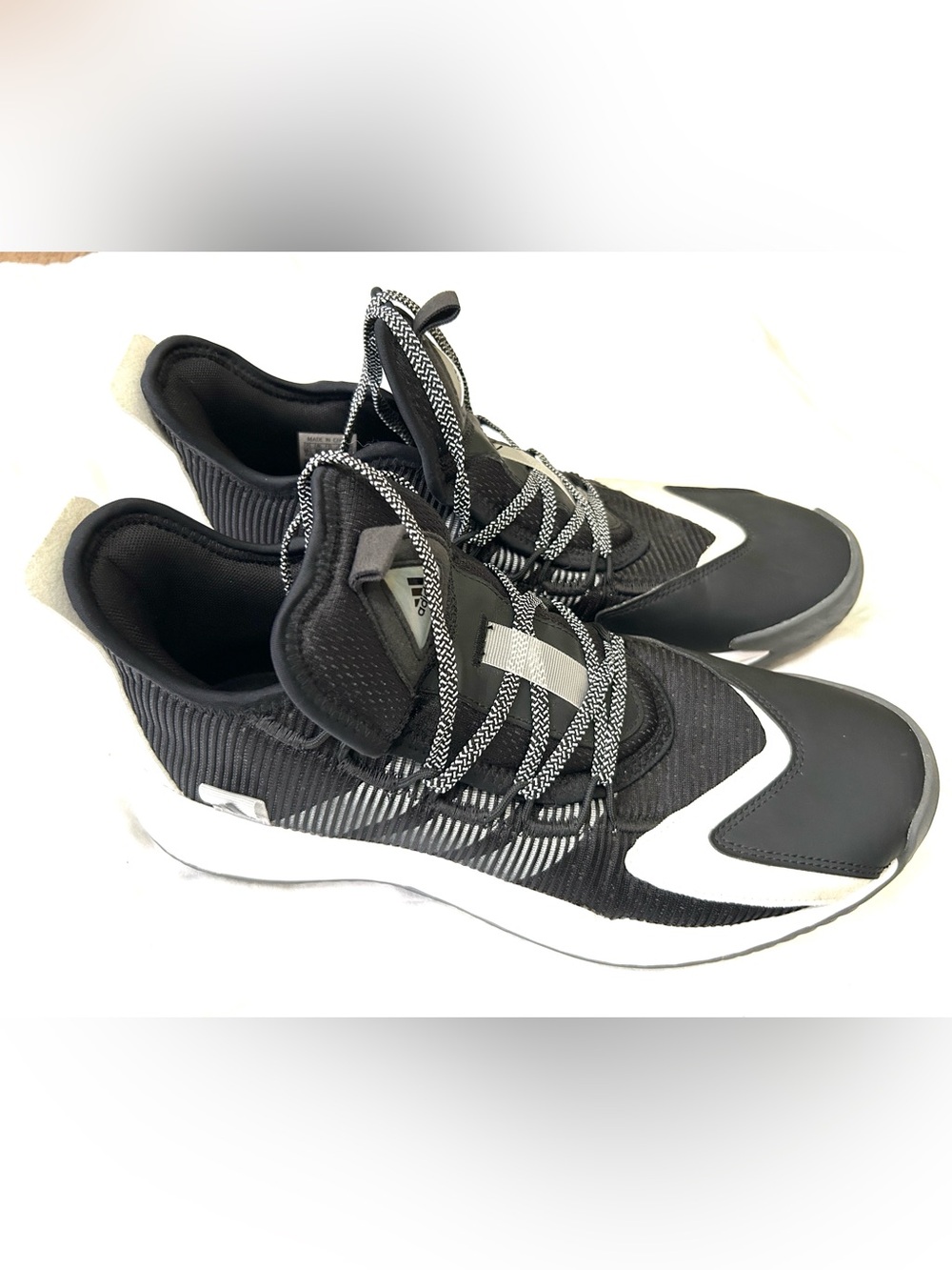 adidas Black & White mid-top basketball Sneakers